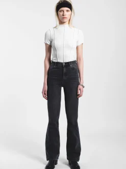 Dr. Denim Damen Jeans – Moxy High Flare in grau