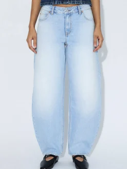 Dr. Denim Damen Jeans – Nanci Mid Barrel in bleached