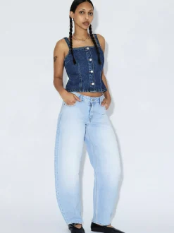 Dr. Denim Damen Jeans – Nanci Mid Barrel in bleached