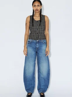 Dr. Denim Damen Jeans – Nanci Mid Barrel in medium stone