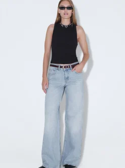 Dr. Denim Damen Jeans – Rhue Low Wide Jeans in bleached