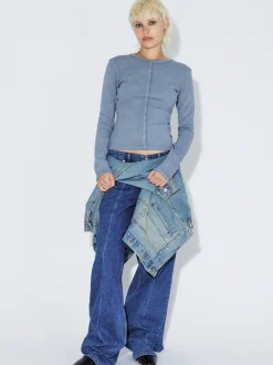 Dr. Denim Damen Langarmshirt – Stella Rib in blau