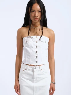 Dr. Denim Damen Top – Carli Tube in weiß