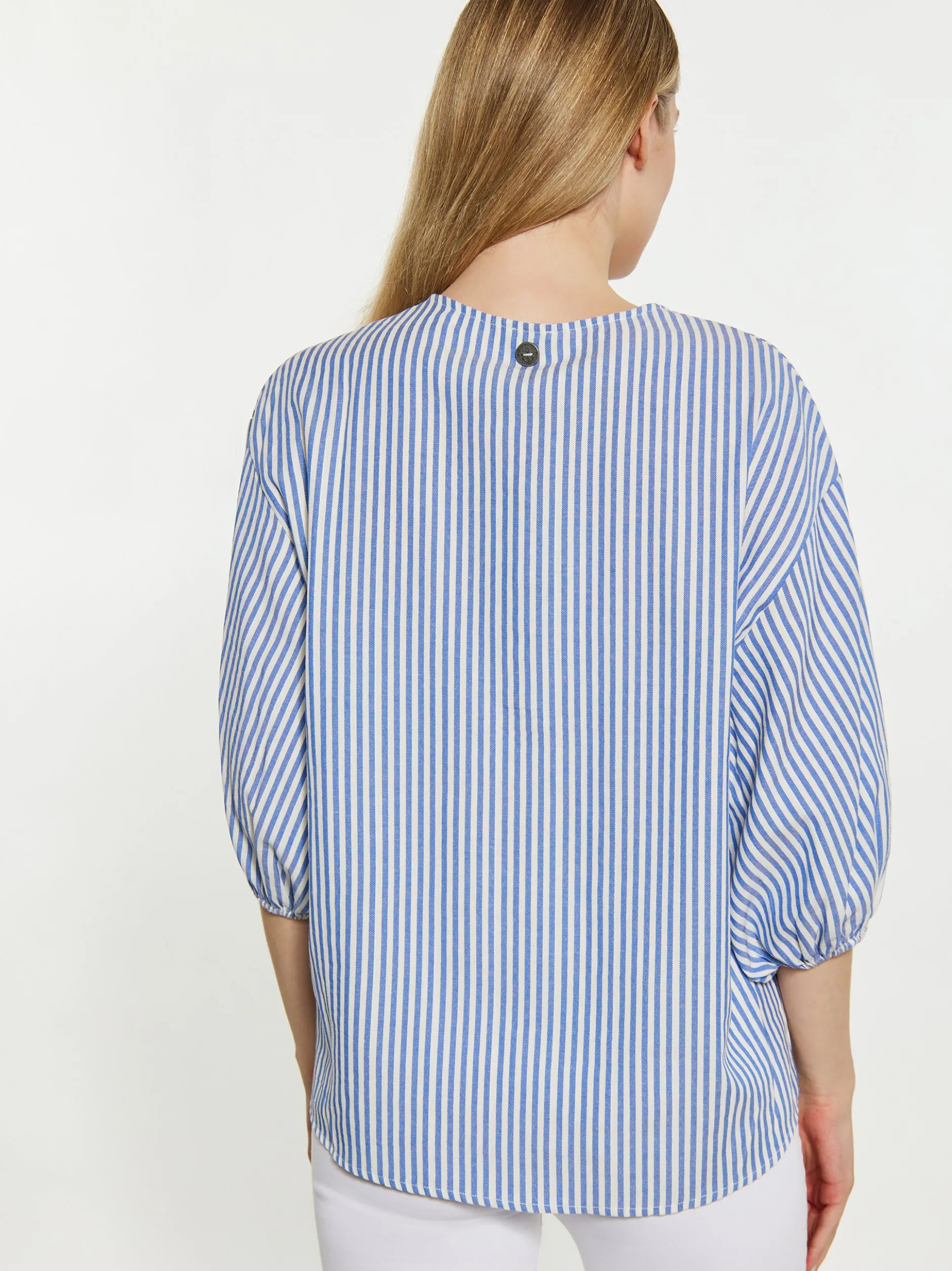 Dreimaster Damen Bluse in blau - Ausschnitt: Rundhals