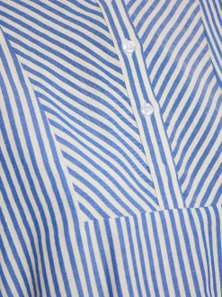 Dreimaster Damen Bluse in blau - Ausschnitt: Rundhals
