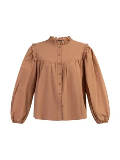 Dreimaster Damen Bluse in braun - Ausschnitt: Envelope