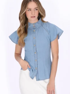 Dreimaster Damen Bluse in hellblau