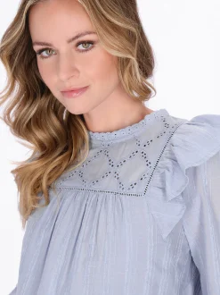 Dreimaster Damen Bluse in hellblau