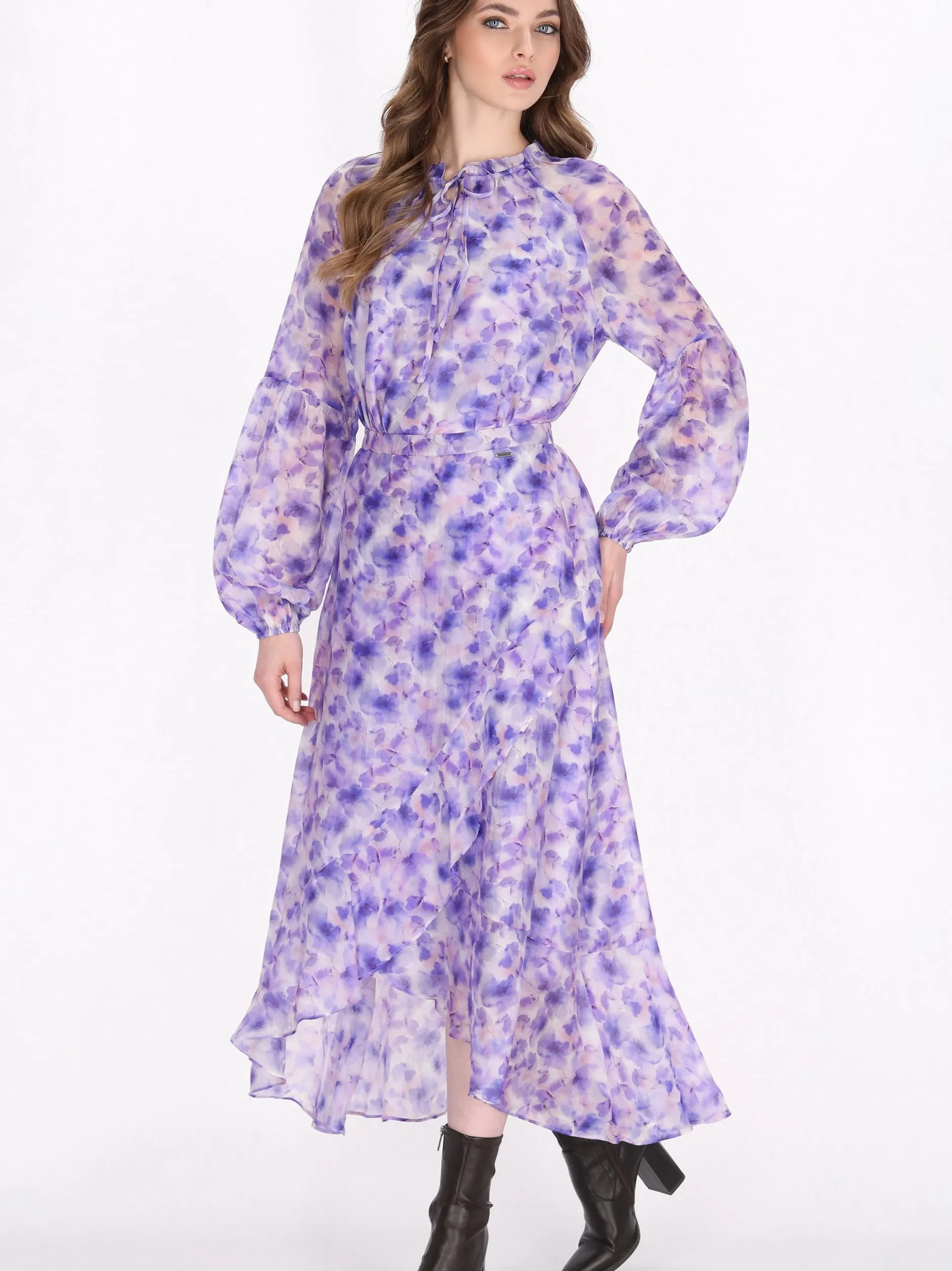 Dreimaster Damen Bluse in lila - Ausschnitt: Rundhals