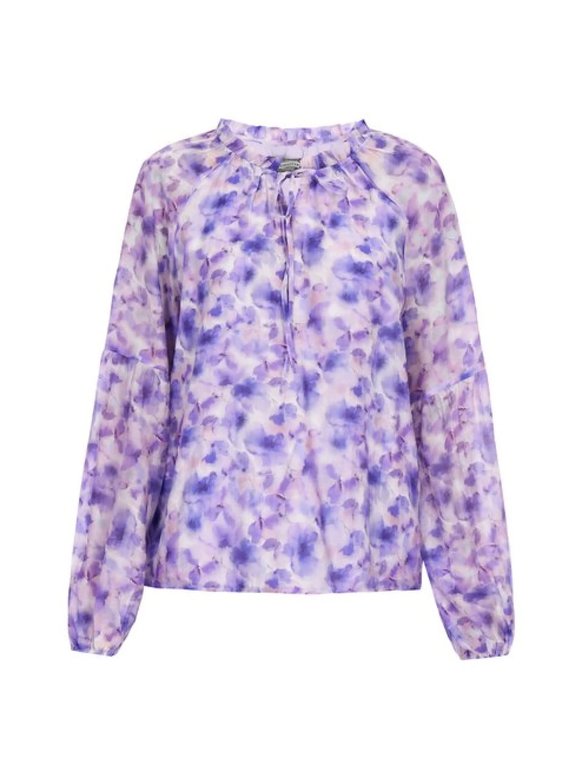 Dreimaster Damen Bluse in lila - Ausschnitt: Rundhals