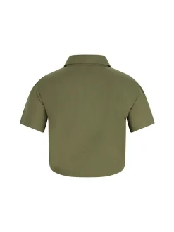 Dreimaster Damen Bluse in oliv - Ausschnitt: ohne Kragen
