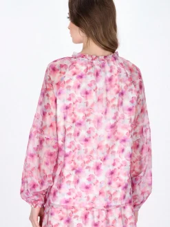 Dreimaster Damen Bluse in pink - Ausschnitt: Rundhals