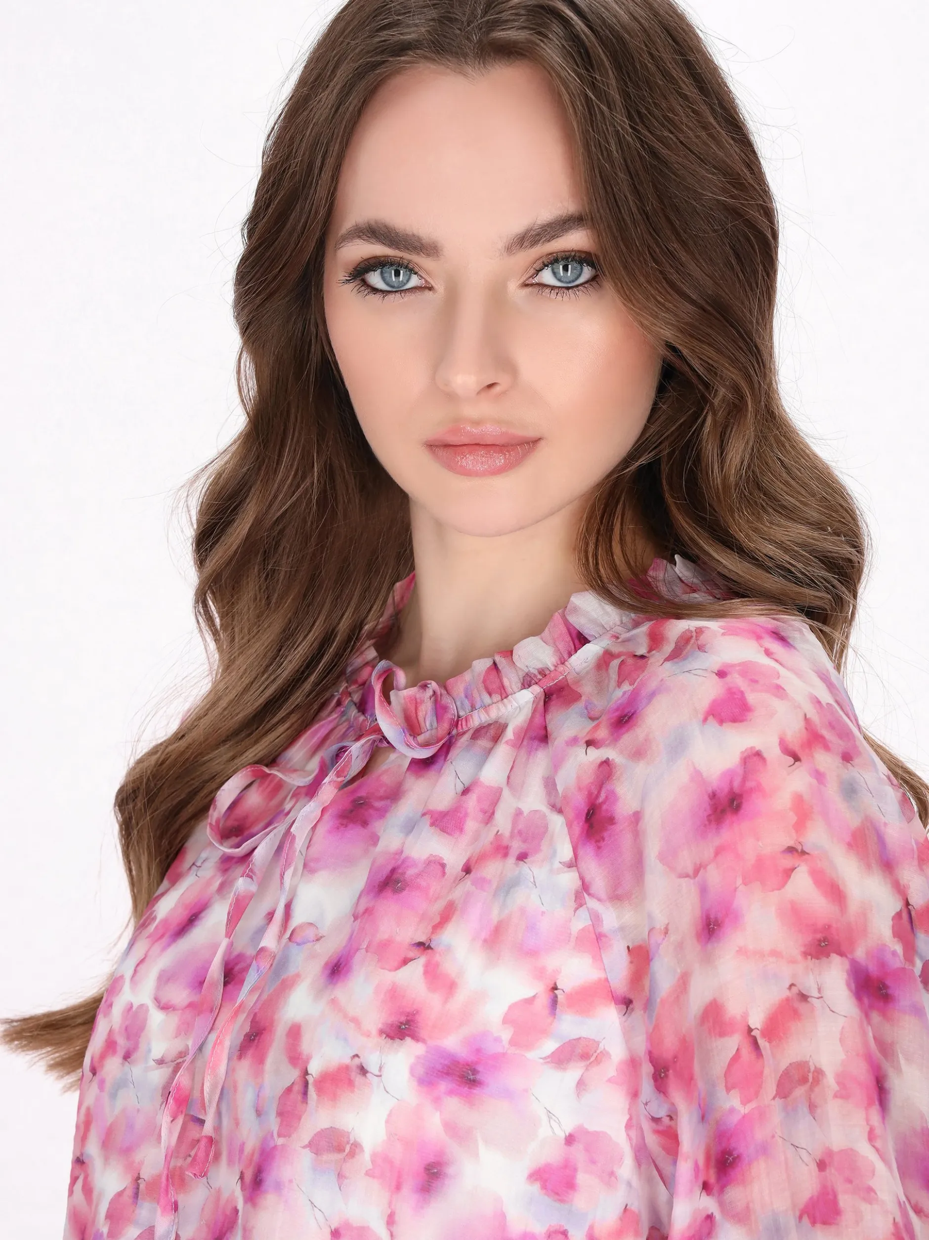 Dreimaster Damen Bluse in pink - Ausschnitt: Rundhals