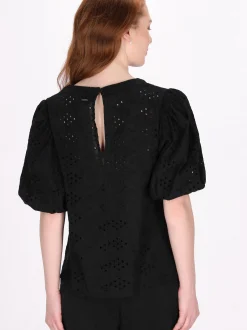 Dreimaster Damen Bluse in schwarz - Ausschnitt: Rundhals