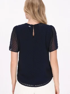 Dreimaster Damen Bluse in schwarz - Ausschnitt: Rundhals