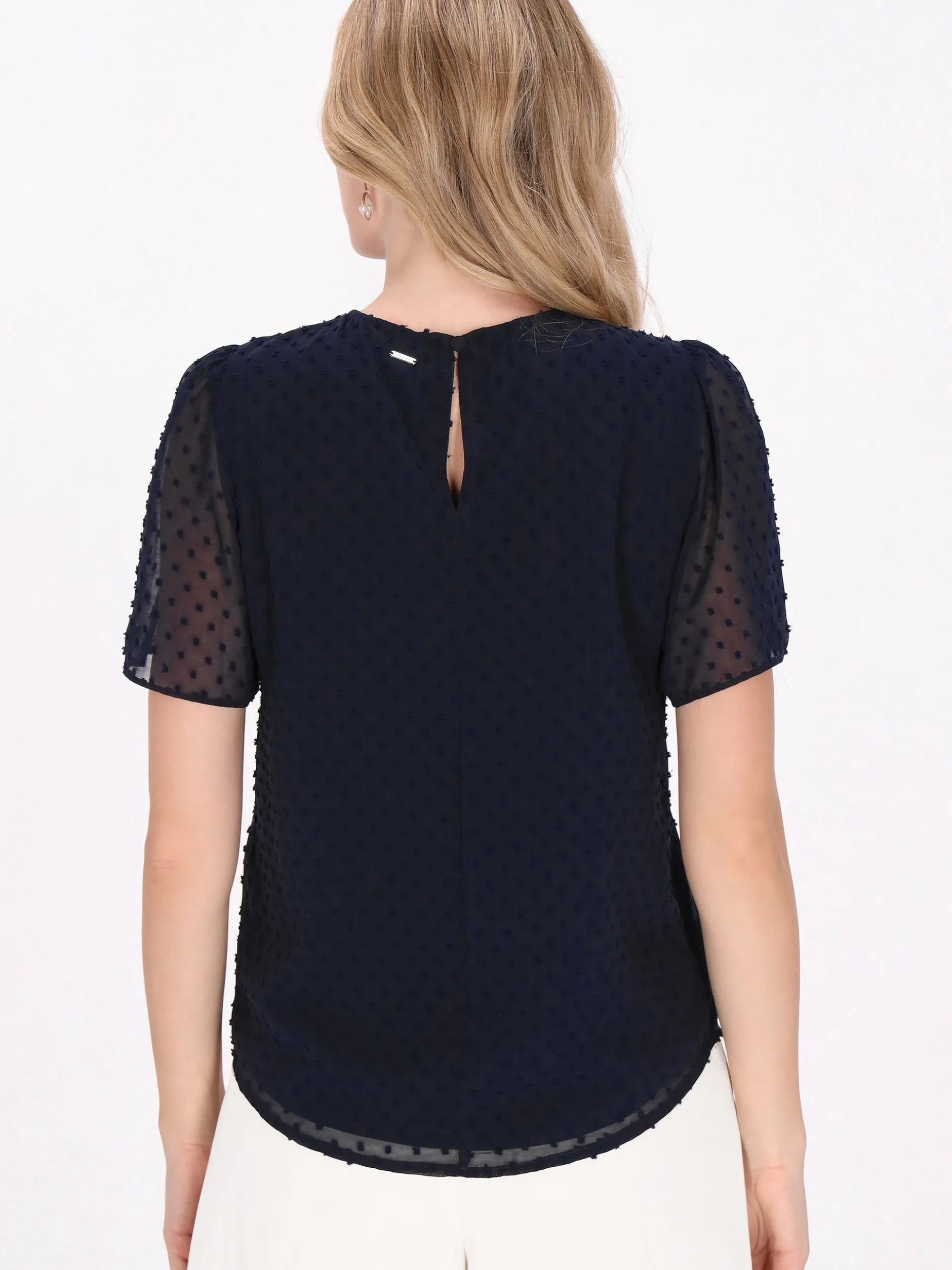 Dreimaster Damen Bluse in schwarz - Ausschnitt: Rundhals