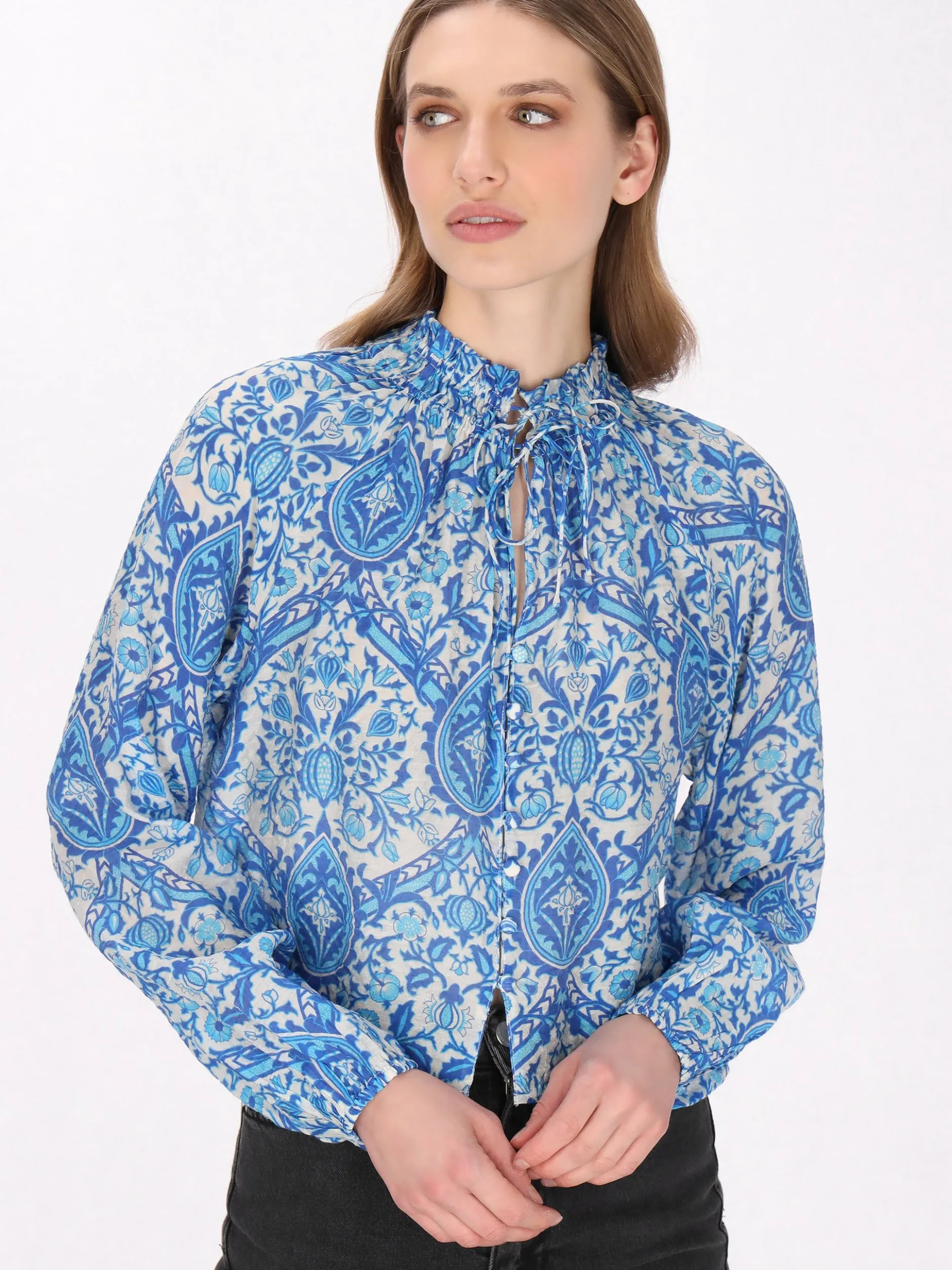 Dreimaster Damen Bluse in türkis
