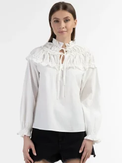 Dreimaster Damen Bluse in weiß - Ausschnitt: Envelope
