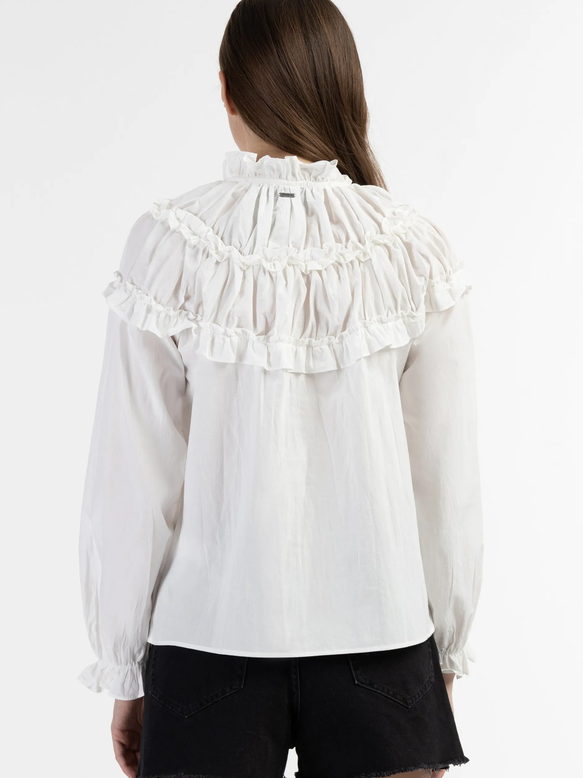 Dreimaster Damen Bluse in weiß - Ausschnitt: Envelope