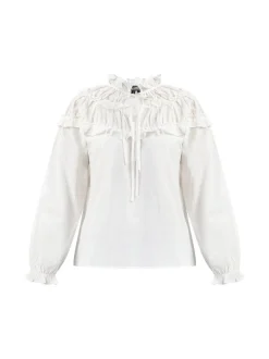 Dreimaster Damen Bluse in weiß - Ausschnitt: Envelope