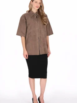 Dreimaster Damen Hemdbluse in taupe