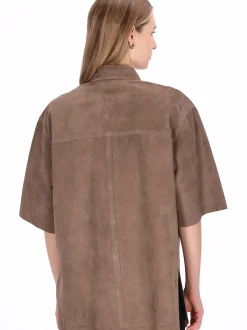Dreimaster Damen Hemdbluse in taupe
