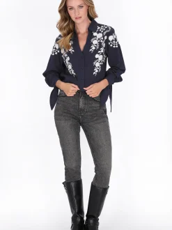 Dreimaster Damen Hemdbluse in marine