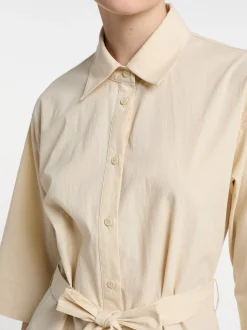 Dreimaster Damen Hemdkleid in beige - Länge: mittel