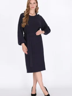 Dreimaster Damen Kleid in blau - Ausschnitt: Rundhals