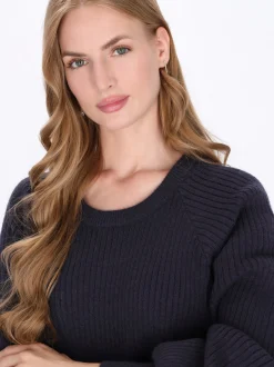 Dreimaster Damen Kleid in blau - Ausschnitt: Rundhals