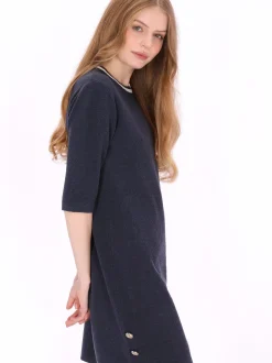 Dreimaster Damen Kleid in blau - Ausschnitt: Rundhals