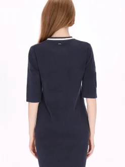 Dreimaster Damen Kleid in blau - Ausschnitt: Rundhals