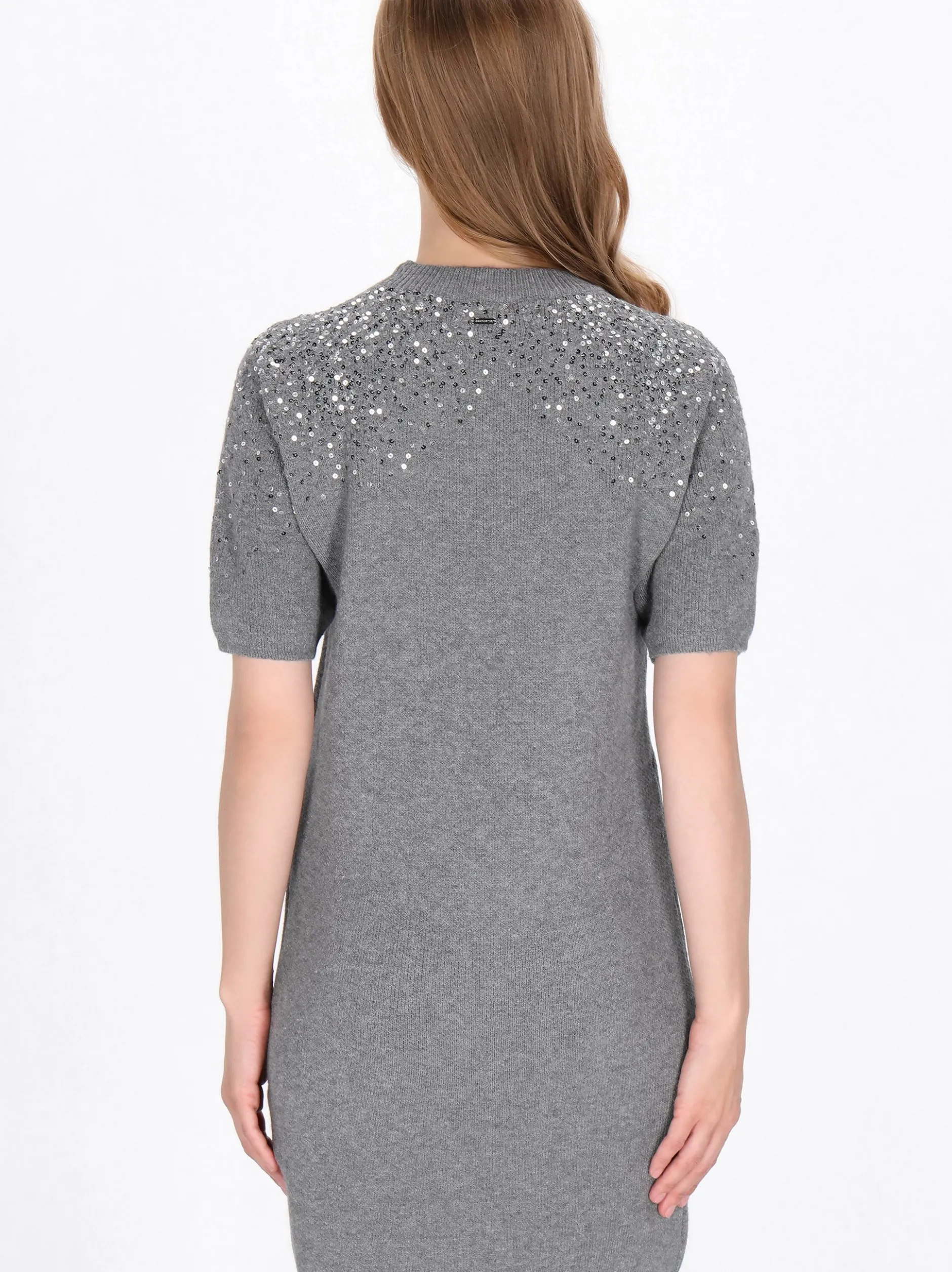 Dreimaster Damen Kleid in grau - Ausschnitt: Rundhals