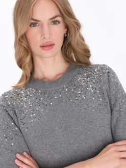 Dreimaster Damen Kleid in grau - Ausschnitt: Rundhals