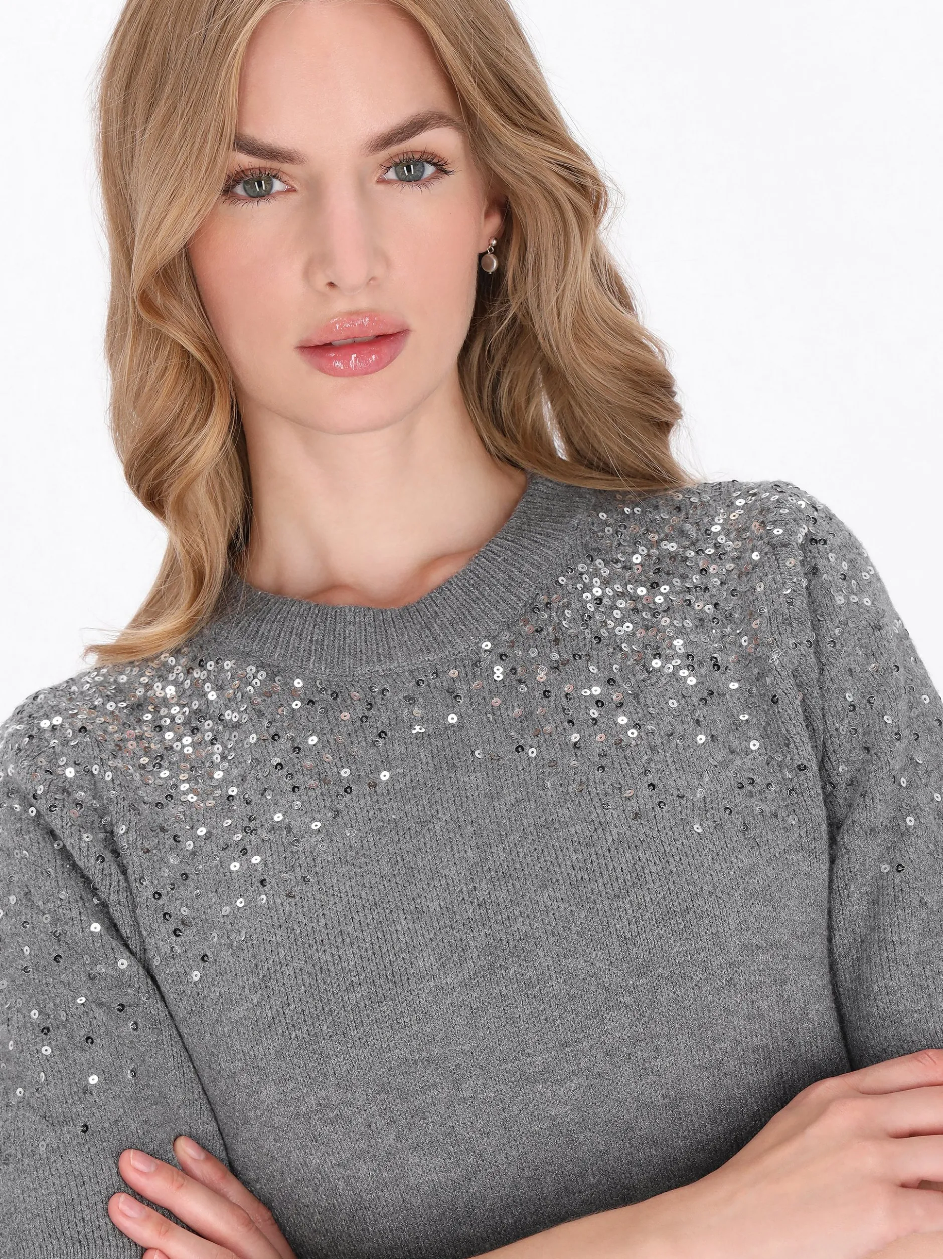 Dreimaster Damen Kleid in grau - Ausschnitt: Rundhals