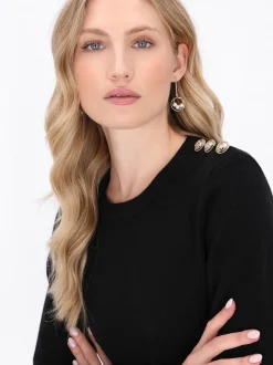 Dreimaster Damen Kleid in schwarz - Ausschnitt: Rundhals