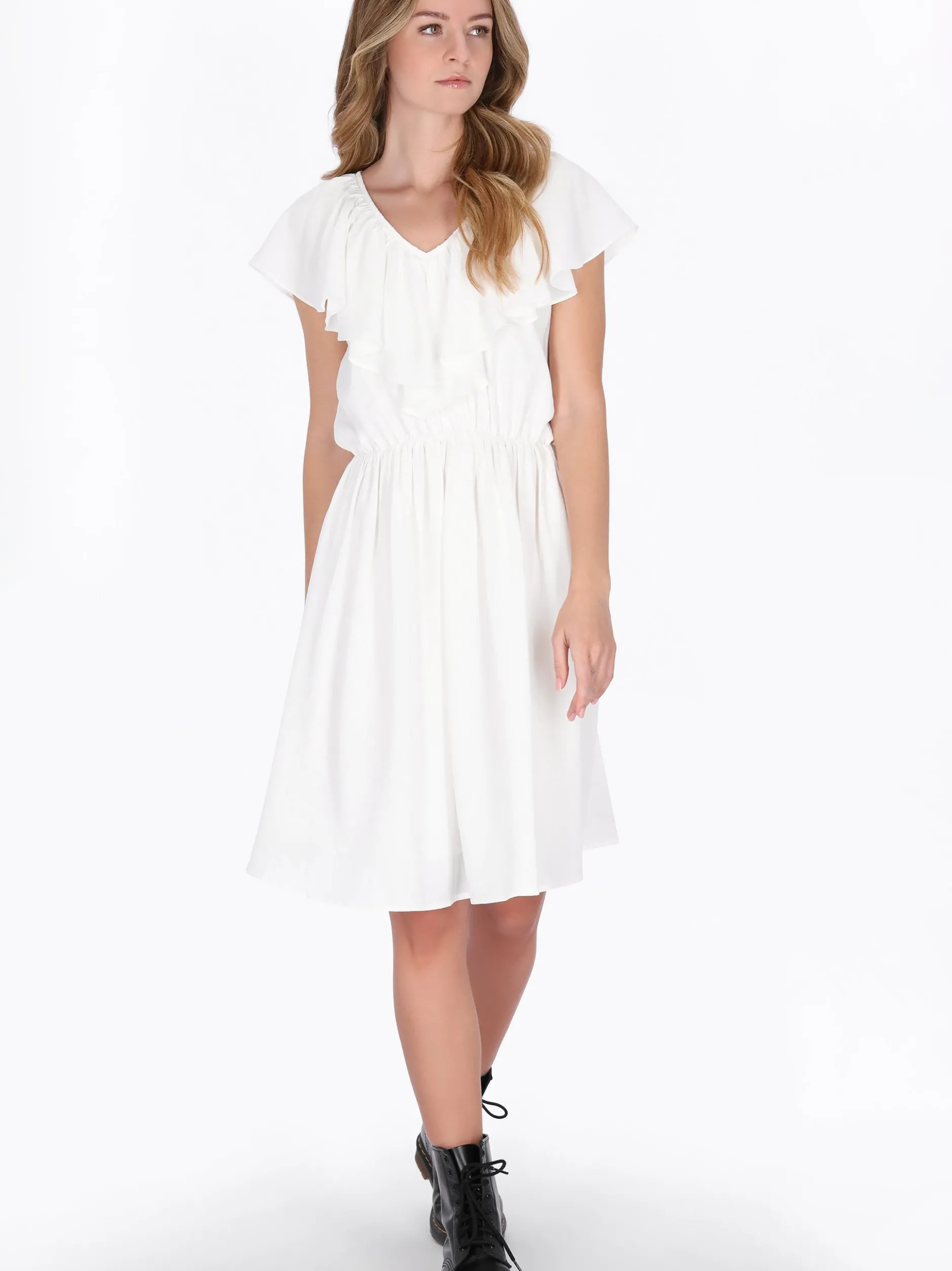 Dreimaster Damen Kleid in weiß - Länge: mittel