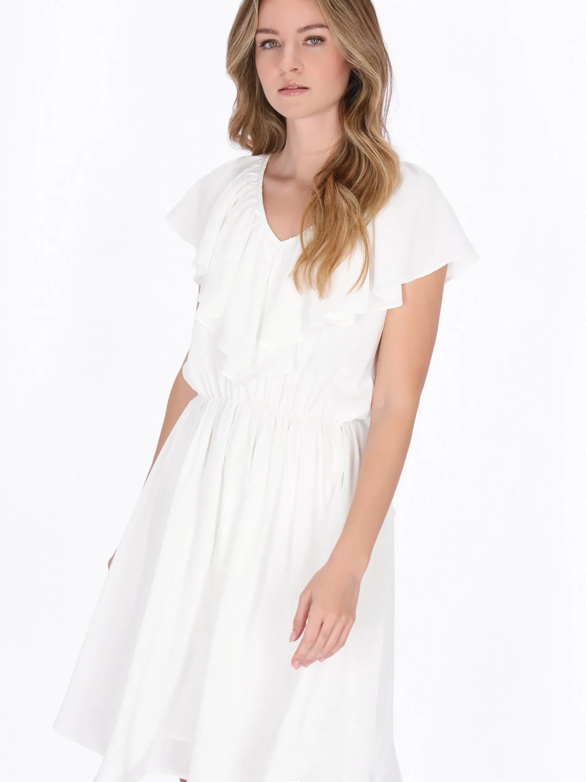 Dreimaster Damen Kleid in weiß - Länge: mittel