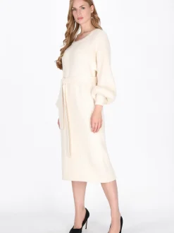 Dreimaster Damen Kleid in weiß - Ausschnitt: Rundhals