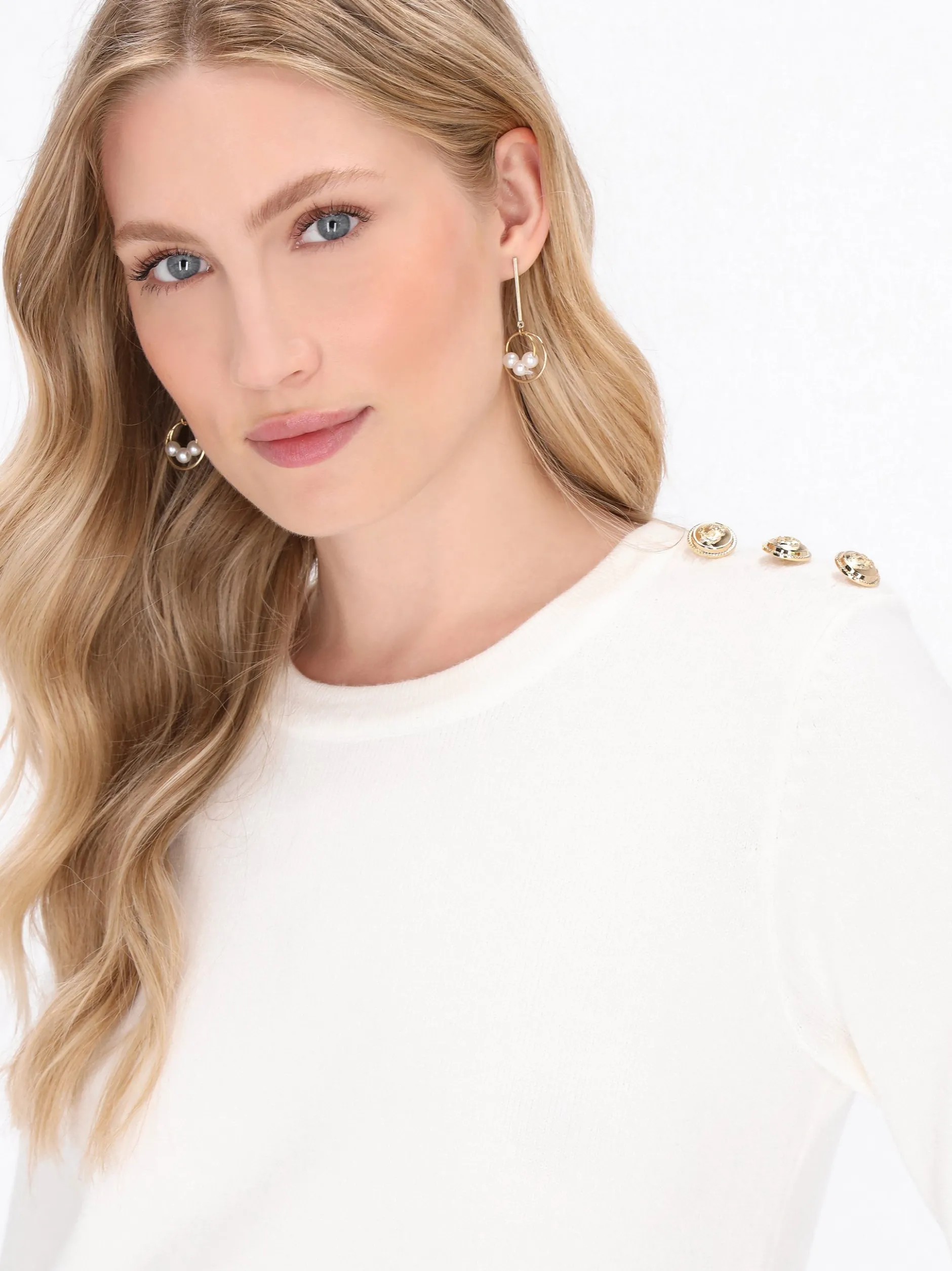Dreimaster Damen Kleid in weiß - Ausschnitt: Rundhals