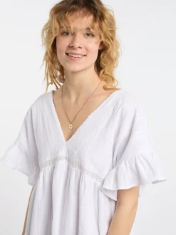 Dreimaster Damen Kleid in weiß - Länge: mittel