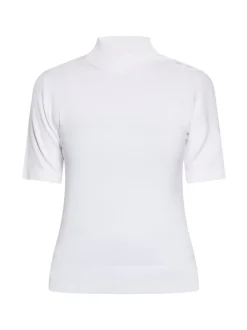 Dreimaster Damen Kurzarmpullover in weiß