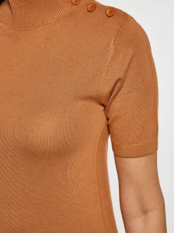 Dreimaster Damen Kurzarmpullover in terra