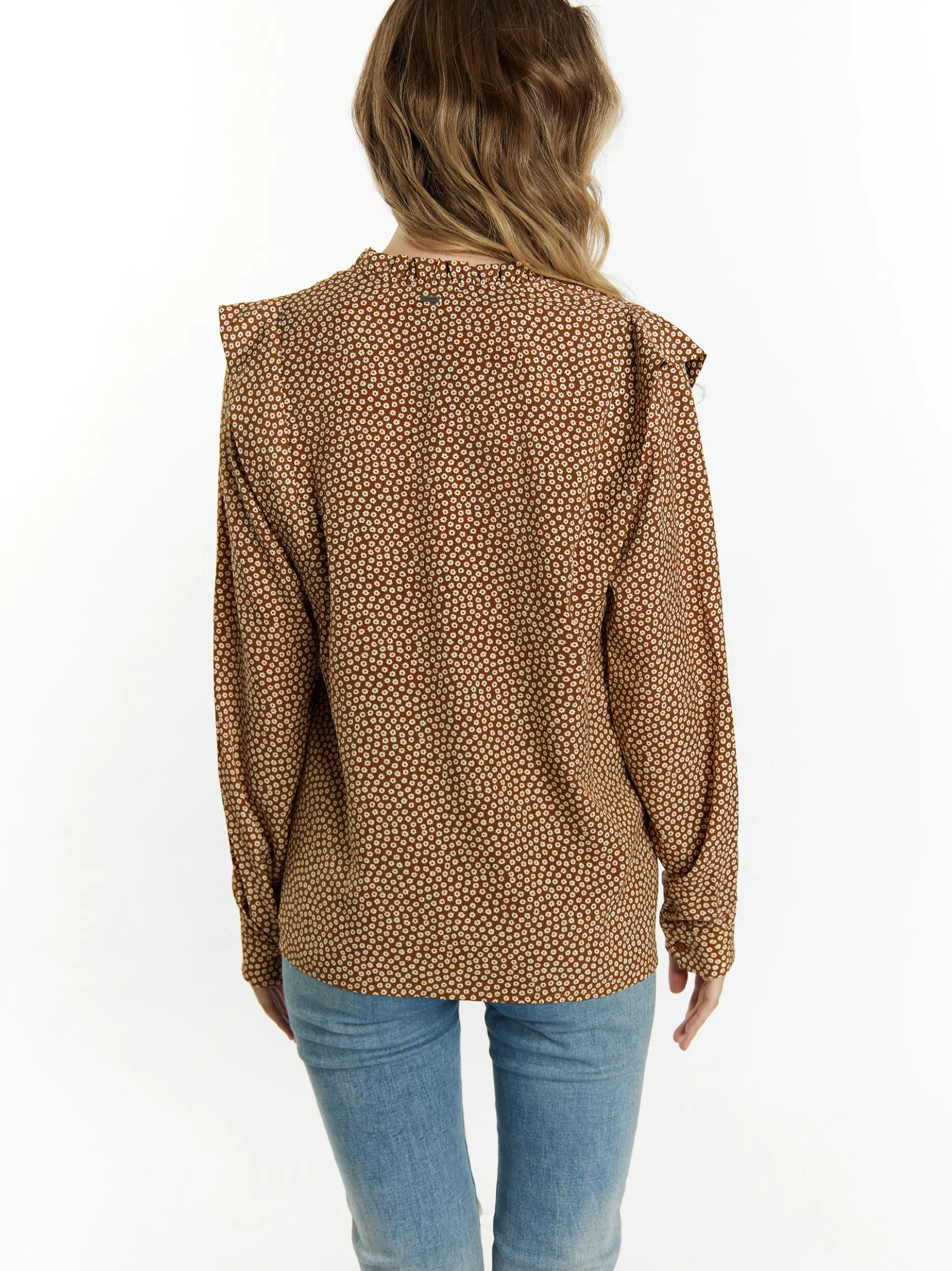 Dreimaster Damen Langarmbluse in camel