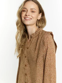 Dreimaster Damen Langarmbluse in camel