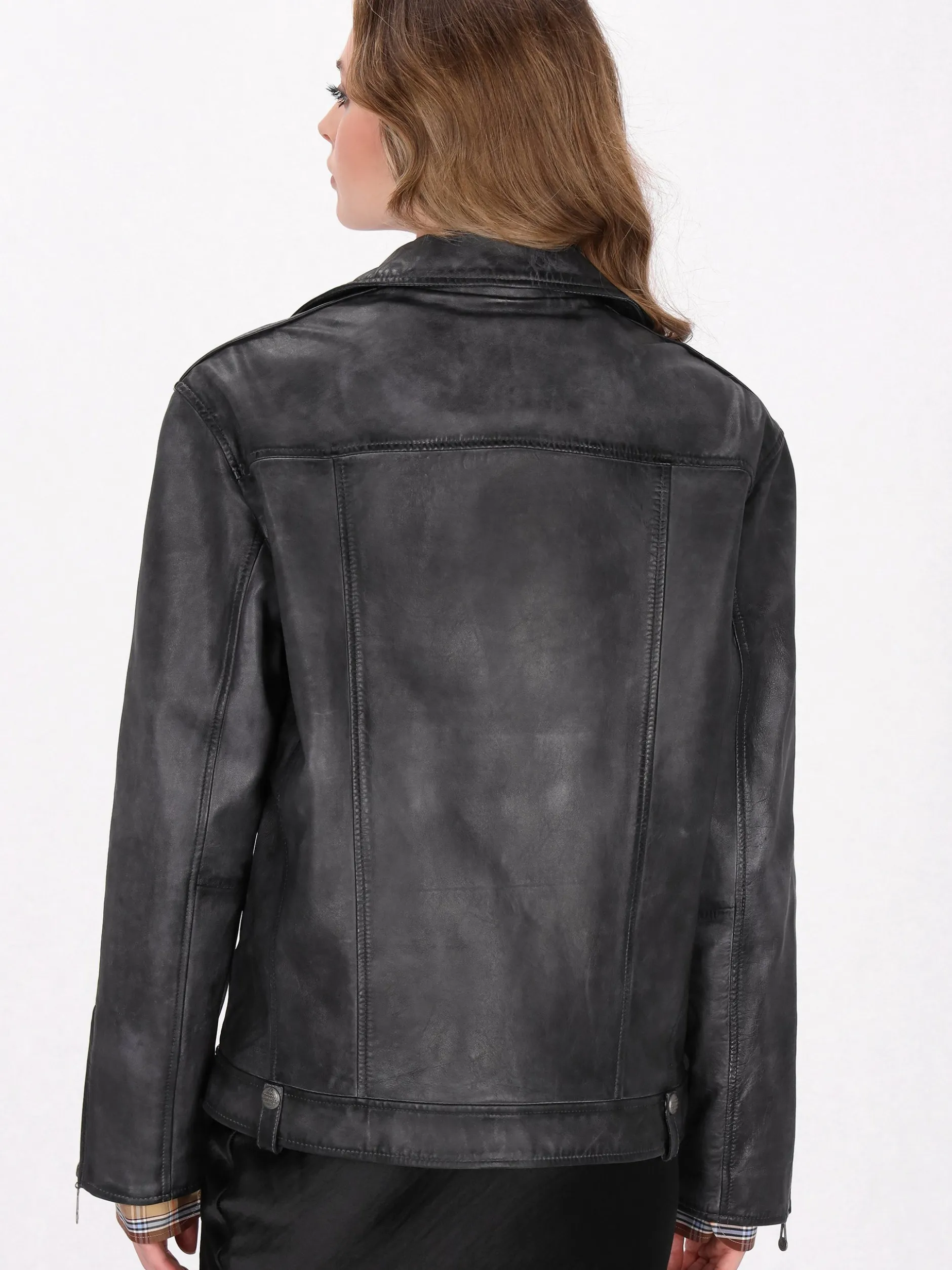 Dreimaster Damen Lederjacke in anthrazit