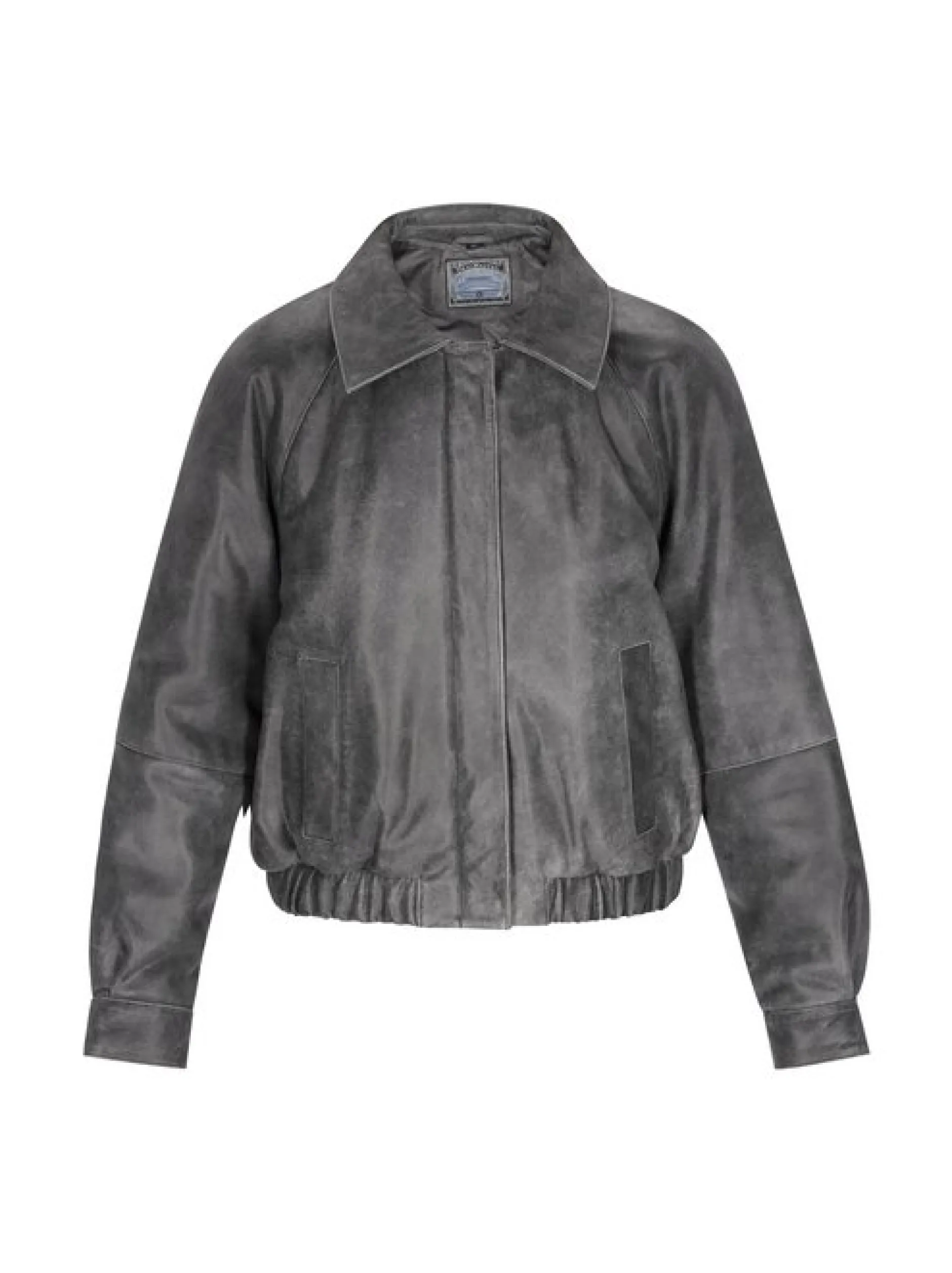 Dreimaster Damen Lederjacke in grau