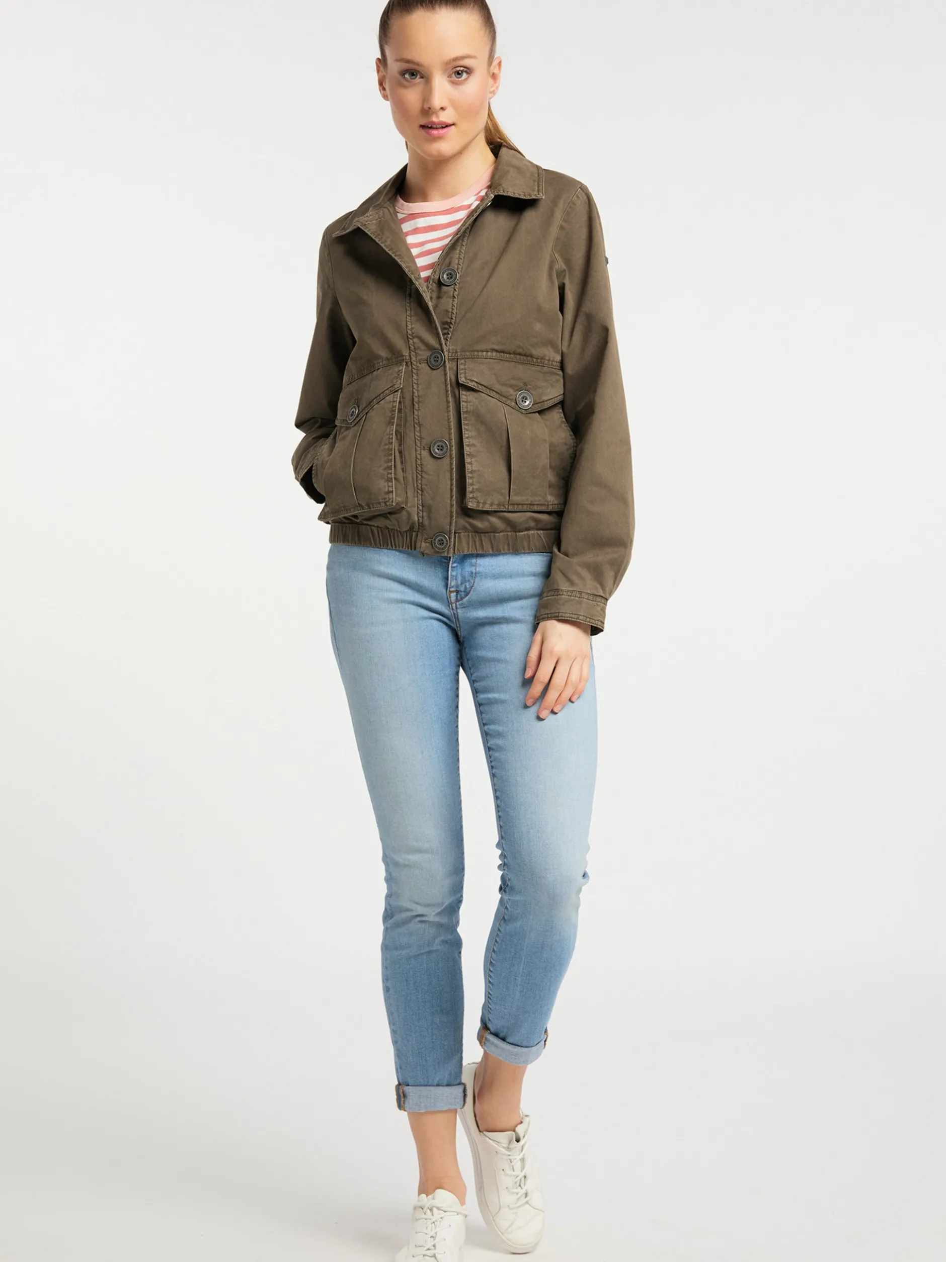 Dreimaster Damen leichte Jacke in oliv