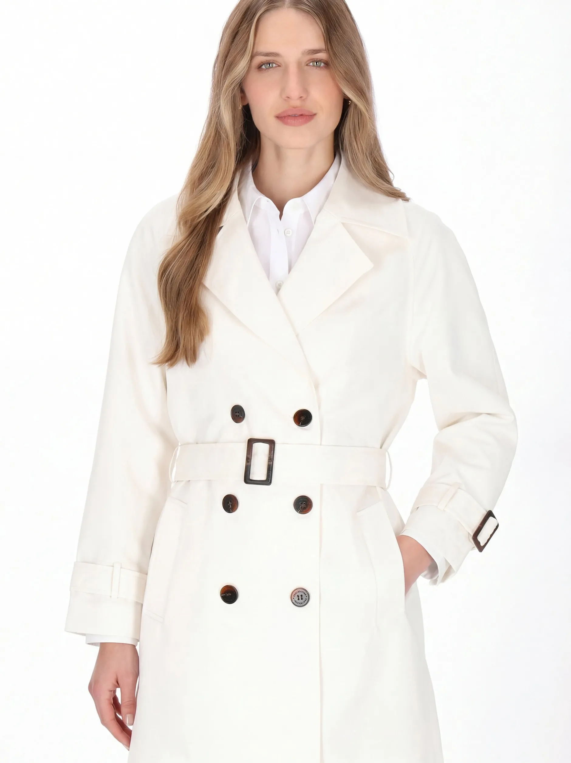 Dreimaster Damen Mantel in weiß