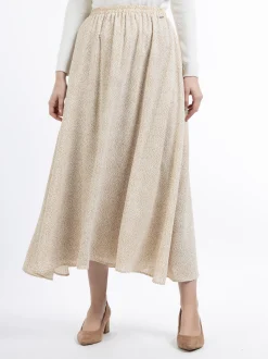 Dreimaster Damen Maxirock in beige - Länge: lang